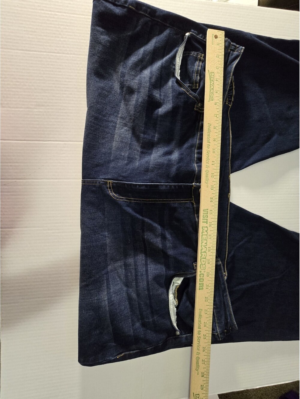 CATHERINES 28W Elastic Waist Jeans 5 Pocket Straight Leg Dark Wash